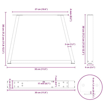 Soffbordsben V-formade 2 st vita 30x(30-31,3) cm stål