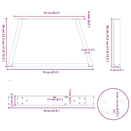 Soffbordsben V-formade 2 st svarta 70x(30-31,3) cm stål