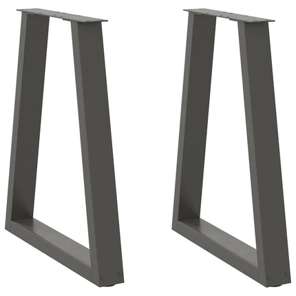 Matbordsben V-formade 2 st antracit 50x(72-73,3) cm stål