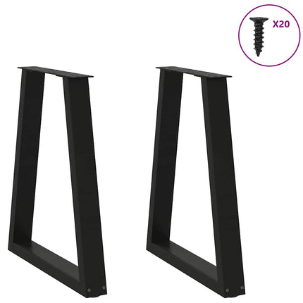 Matbordsben V-formade 2 st svarta 60x(72-73,3) cm stål