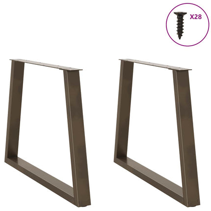 Matbordsben V-formade 2 st naturstål 90x(72-73,3) cm stål