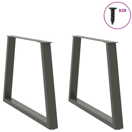 Matbordsben V-formade 2 st antracit 100x(72-73,3) cm stål