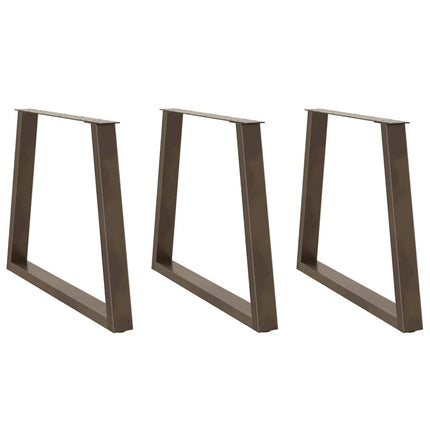 Matbordsben V-formade 3 st naturstål 80x(72-73,3) cm stål