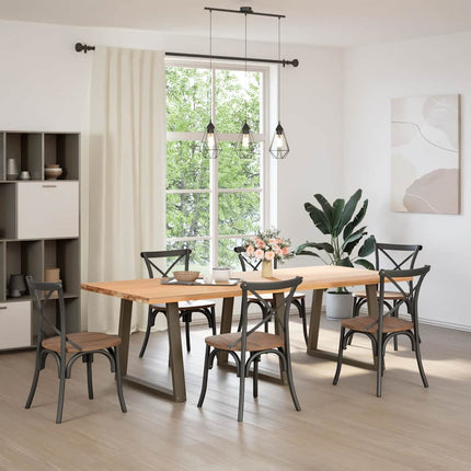 Matbordsben V-formade 3 st naturstål 80x(72-73,3) cm stål