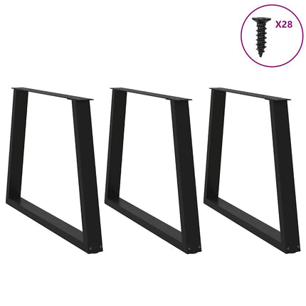 Matbordsben V-formade 3 st svarta 90x(72-73,3) cm stål