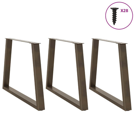 Matbordsben V-formade 3 st naturstål 90x(72-73,3) cm stål