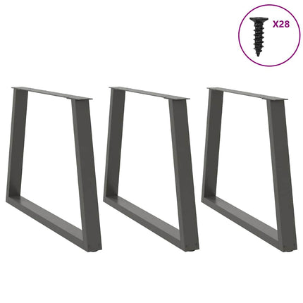 Matbordsben V-formade 3 st antracit 100x(72-73,3) cm stål