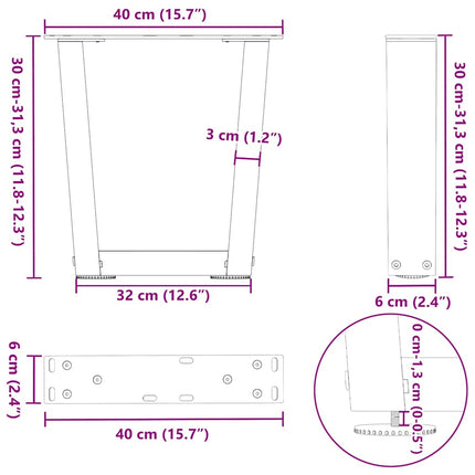 Soffbordsben V-formade 2 st antracit 40x(30-31,3) cm stål