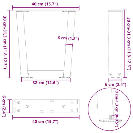 Soffbordsben V-formade 2 st naturstål 40x(30-31,3) cm stål