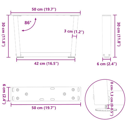 Soffbordsben V-formade 2 st naturstål 50x(30-31,3) cm stål