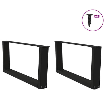 Soffbordsben V-formade 2 st svarta 70x(30-31,3) cm stål