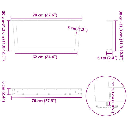 Soffbordsben V-formade 2 st antracit 70x(30-31,3) cm stål