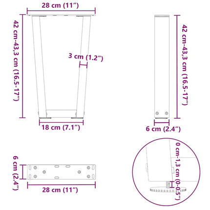 Soffbordsben V-formade 2 st antracit 28x(42-43,3) cm stål
