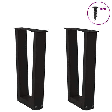 Soffbordsben V-formade 2 st svarta 38x(42-43,3) cm stål