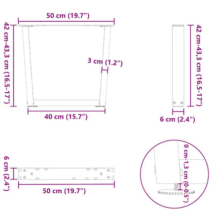 Soffbordsben V-formade 2 st naturstål 50x(42-43,3) cm stål