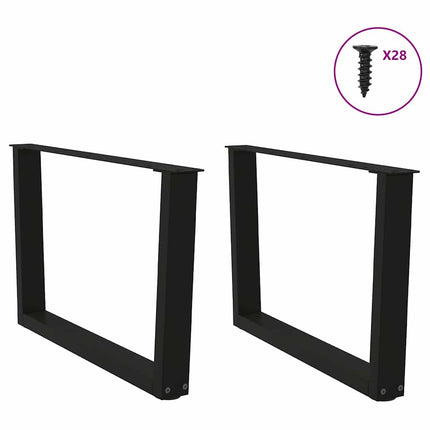Soffbordsben V-formade 2 st svarta 70x(42-43,3) cm stål