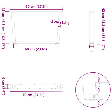 Soffbordsben V-formade 2 st antracit 70x(42-43,3) cm stål