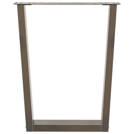 Matbordsben V-formade 2 st naturstål 60x(72-73,3) cm stål