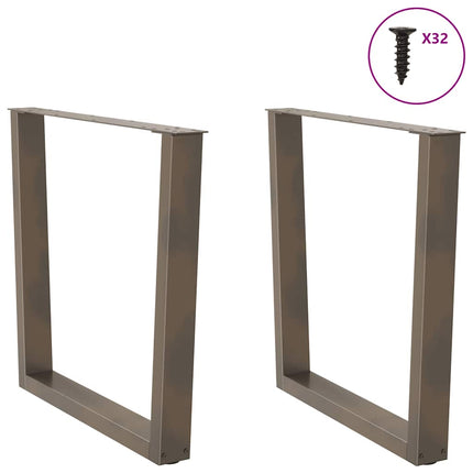 Matbordsben V-formade 2 st naturstål 90x(72-73,3) cm stål