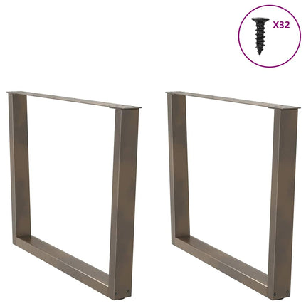 Matbordsben V-formade 2 st naturstål 100x(72-73,3) cm stål