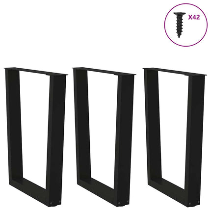 Matbordsben V-formade 3 st svarta 70x(72-73,3) cm stål