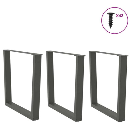 Matbordsben V-formade 3 st antracit 80x(72-73,3) cm stål