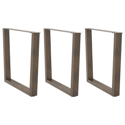 Matbordsben V-formade 3 st naturstål 80x(72-73,3) cm stål
