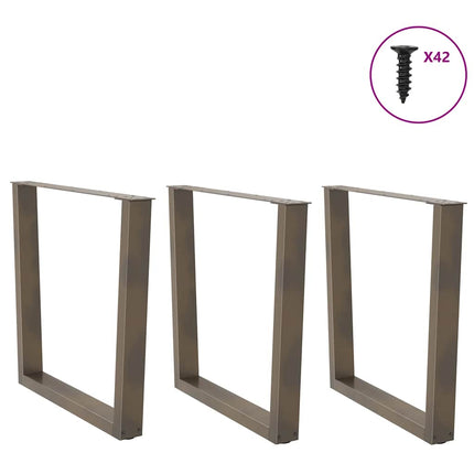 Matbordsben V-formade 3 st naturstål 80x(72-73,3) cm stål