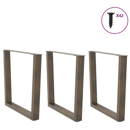 Matbordsben V-formade 3 st naturstål 90x(72-73,3) cm stål