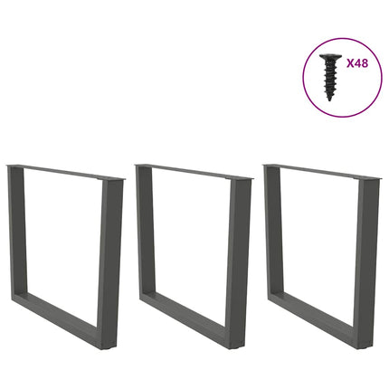 Matbordsben V-formade 3 st antracit 100x(72-73,3) cm stål