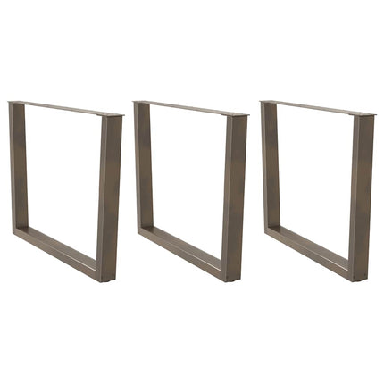 Matbordsben V-formade 3 st naturstål 100x(72-73,3) cm stål