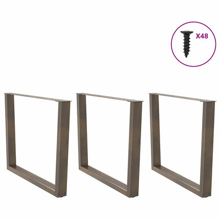 Matbordsben V-formade 3 st naturstål 100x(72-73,3) cm stål