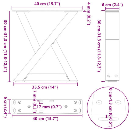Soffbordsben 2 st svarta 40x(30-31,3) cm stål