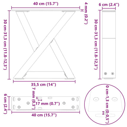 Soffbordsben 2 st naturstål 40x(30-31,3) cm stål