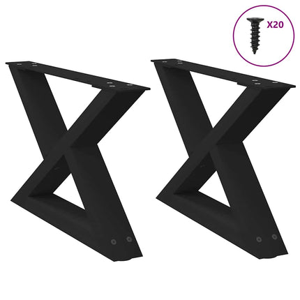 Soffbordsben 2 st svarta 50x(30-31,3) cm stål