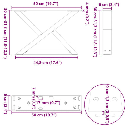 Soffbordsben 2 st naturstål 50x(30-31,3) cm stål