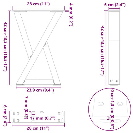 Soffbordsben 2 st vita 28x(42-43,3) cm stål