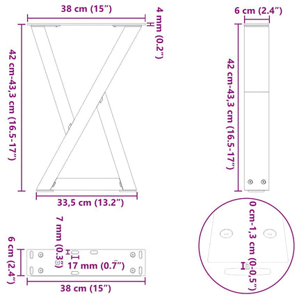 Soffbordsben 2 st vita 38x(42-43,3) cm stål