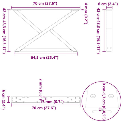 Soffbordsben 2 st naturstål 70x(42-43,3) cm stål