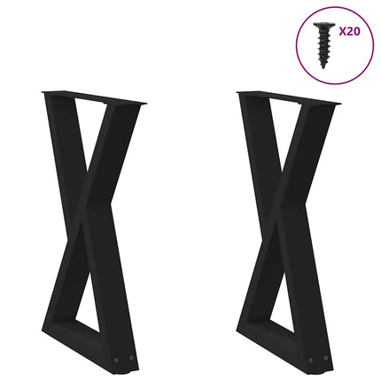 Matbordsben 2 st svarta 50x(72-73,3) cm stål