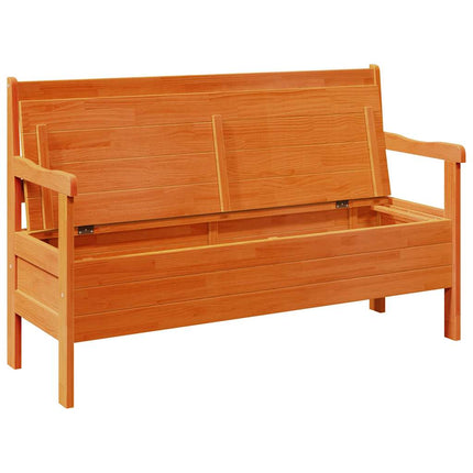 Utomhusbänk med lagring Brun 119 x 44 x 76 cm Massiv furu