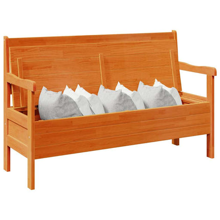 Utomhusbänk med lagring Brun 119 x 44 x 76 cm Massiv furu