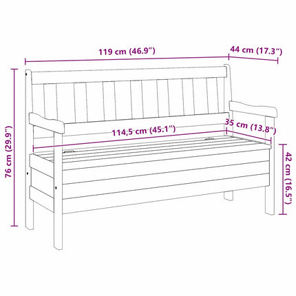 Utomhusbänk med lagring Brun 119 x 44 x 76 cm Massiv furu