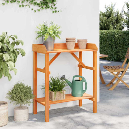 Planteringsbord med hylla Brun 75 x 40 x 90 cm Massiv furu
