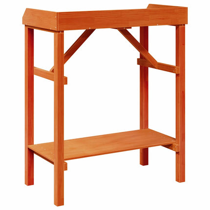 Planteringsbord med hylla Brun 75 x 40 x 90 cm Massiv furu