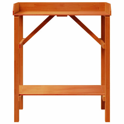 Planteringsbord med hylla Brun 75 x 40 x 90 cm Massiv furu