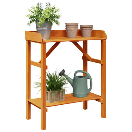 Planteringsbord med hylla Brun 75 x 40 x 90 cm Massiv furu