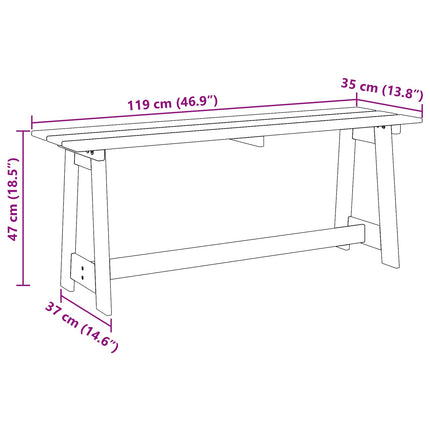 Utomhusbänk Naturfärg 119 x 37 x 47 cm Massiv Furu