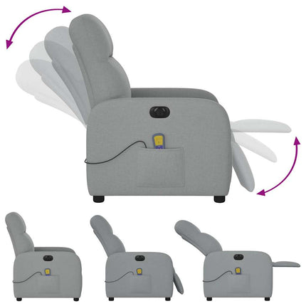 Elektrisk massagefåtölj ljusgrå tyg