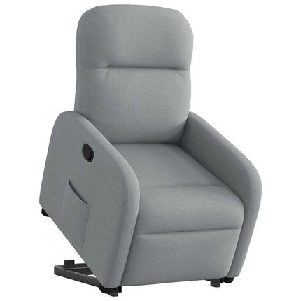 Reclinerfåtölj med uppresningshjälp ljusgrå tyg